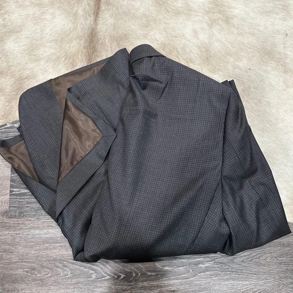 Turnbury Mens 48L Brown/Gray 100% Wool Blazer Sport Coat Jacket Casual Preppy